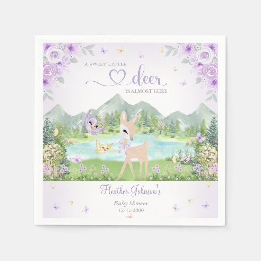 Spring Bloom and Butterflies Deer Baby Shower Servet (Voorkant)