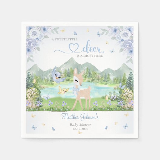 Spring Bloom and Butterflies Deer Baby Shower  Servet (Voorkant)