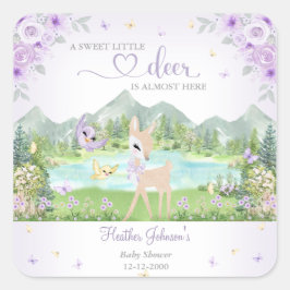 Spring Bloom and Butterflies Deer Baby Shower Vierkante Sticker