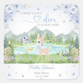 Spring Bloom and Butterflies Deer Baby Shower Vierkante Sticker