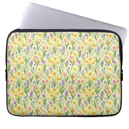 Spring Bloom Burst Pattern Laptop Sleeve (Voorkant)