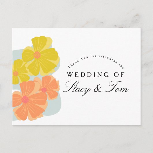 Spring Bloom Cosmos Hand Drawn Wedding Briefkaart (Voorkant)