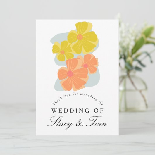 Spring Bloom Cosmos Hand Drawn Wedding Kaart (Staand voorkant)