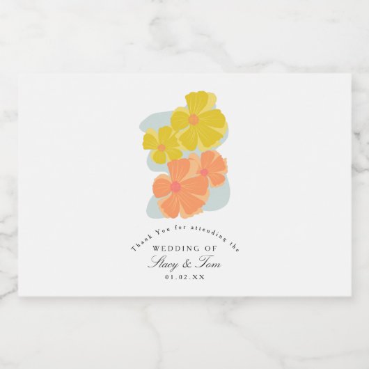 Spring Bloom Cosmos Hand Drawn Wedding Likeurfles Etiket (Enkel label)