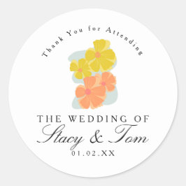Spring Bloom Cosmos Hand Drawn Wedding Ronde Sticker