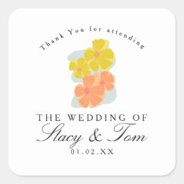Spring Bloom Cosmos Hand Drawn Wedding Vierkante Sticker