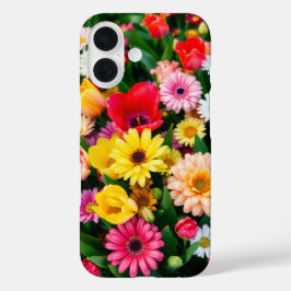 Spring Bloom Explosion - Levendige Bloemenmix iPhone 16 Hoesje