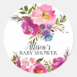 Spring Bloom Floral Baby shower Envelope Seal Ronde Sticker