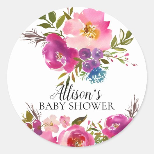 Spring Bloom Floral Baby shower Envelope Seal Ronde Sticker (Voorkant)