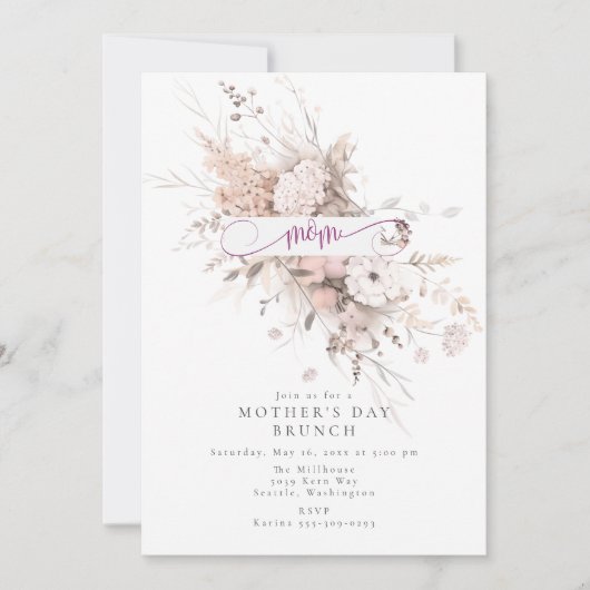 Spring Bloom Moederdag Brunch Uitnodiging (Voorkant)