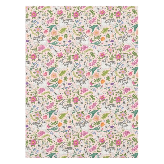 Spring Bloom Tuin Konijnenvlinders Pasen Tafelkleed (Voorkant)