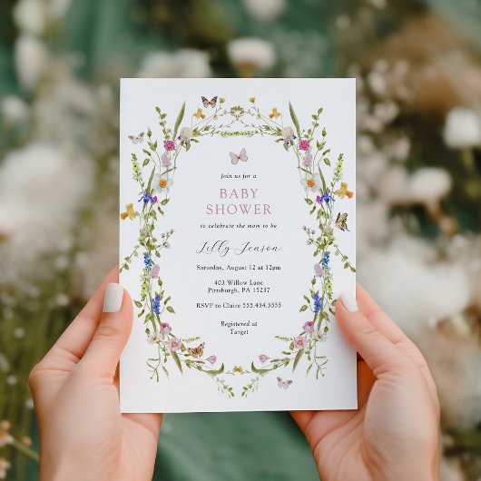 Spring Bloom Vlinders en Bloemen Baby shower Kaart