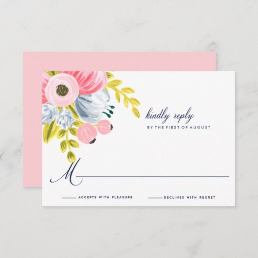 Spring Bloom Waterverf Floral Wedding RSVP (Voorkant / Achterkant)