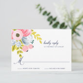 Spring Bloom Waterverf Floral Wedding RSVP Kaartje (Staand voorkant)