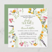 Spring Bloom Wildflower Baby shower-uitnodiging Save The Date (Voorkant / Achterkant)