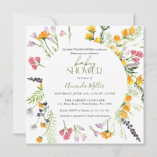 Spring Bloom Wildflower Baby shower-uitnodiging Save The Date (Voorkant)