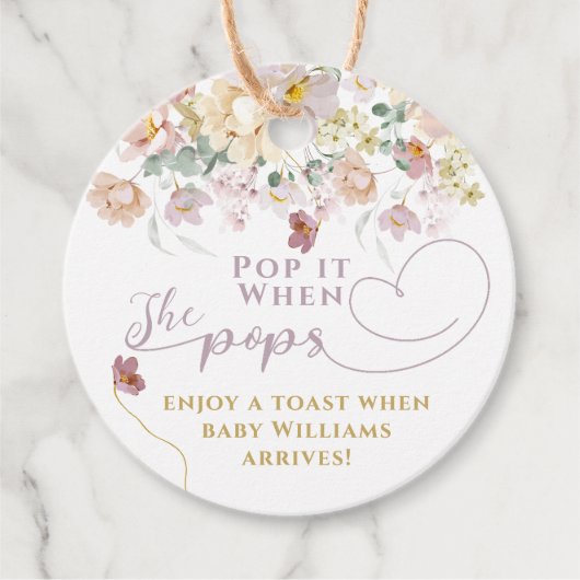Spring Bloom Wildflower Paars Girl Baby shower Bedankjes Labels (Voorkant)