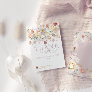 Spring Bloom Wildflower Paars Girl Baby shower Bedankkaart