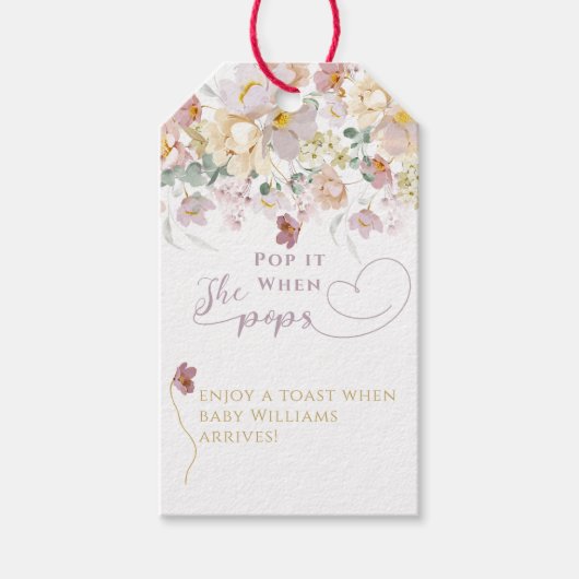 Spring Bloom Wildflower Paars Girl Baby shower Cadeaulabel (Voorkant)
