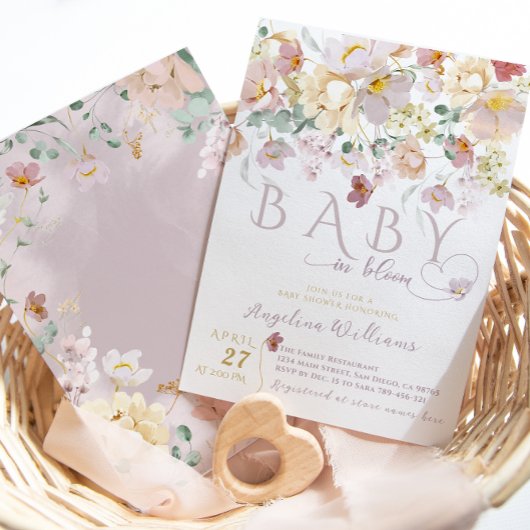 Spring Bloom Wildflower Paars Girl Baby shower Kaart