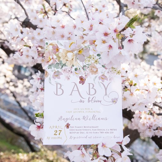 Spring Bloom Wildflower Paars Girl Baby shower Kaart