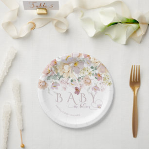 Spring Bloom Wildflower Paars Girl Baby shower Papieren Bordje
