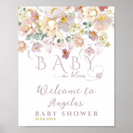 Spring Bloom Wildflower Paars Girl Baby shower Poster