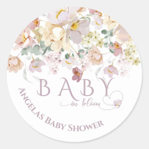 Spring Bloom Wildflower Paars Girl Baby shower Ronde Sticker