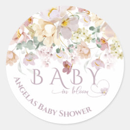 Spring Bloom Wildflower Paars Girl Baby shower Ronde Sticker