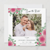 Spring Blooming Pink Shades Wedding Photo Save The Date (Voorkant)