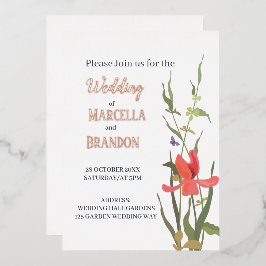 Spring Blooming Tulip Floral Wedding Folie Uitnodiging
