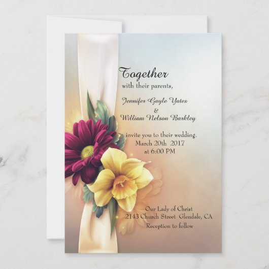 Spring Blooms bruiloft uitnodiging (Voorkant)