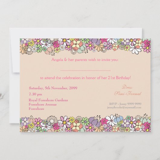 Spring Blooms Dames 21e verjaardag Foto Uitnodigin Kaart (Achterkant)