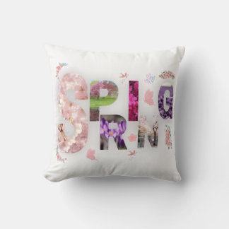 Spring Blooms Floral Typography Throw Pillow Kussen