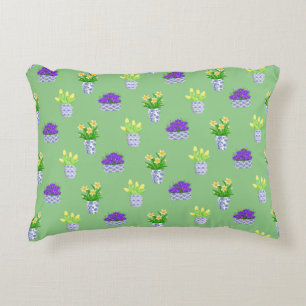 Spring Blooms in Blue & White Pots Accent Pillow Kussen