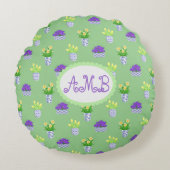 Spring Blooms in Blue & White Pots Accent Pillow Rond Kussen (Voorkant)