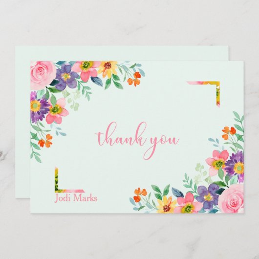 Spring Blooms Waterverf Note Card Bedankkaart (Voorkant / Achterkant)