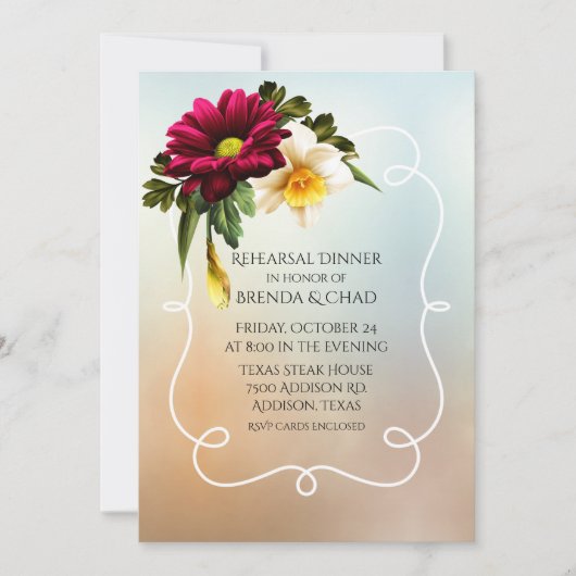 Spring Blooms Wedding Rehearsal Dinner Kaart (Voorkant)