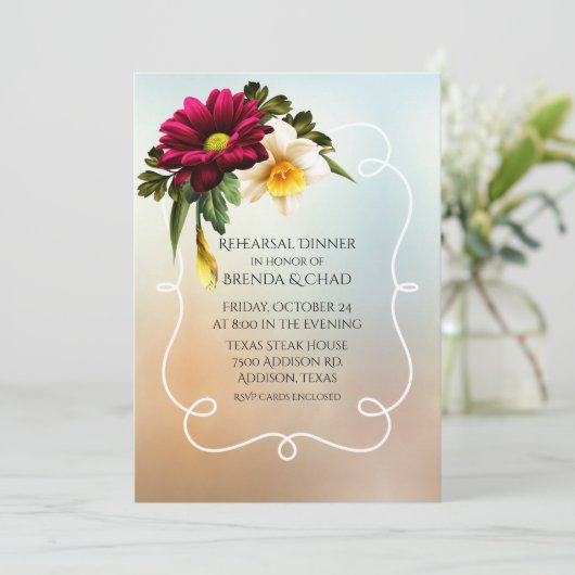 Spring Blooms Wedding Rehearsal Dinner Kaart (Staand voorkant)