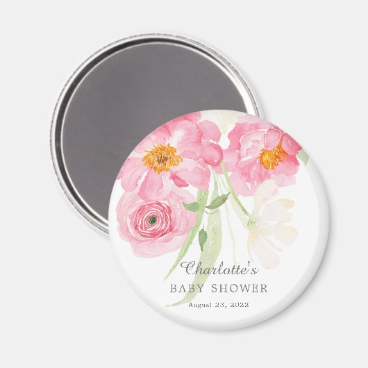 Spring Blosbezems Floral Baby shower Magnet (Voorkant / Achterkant)