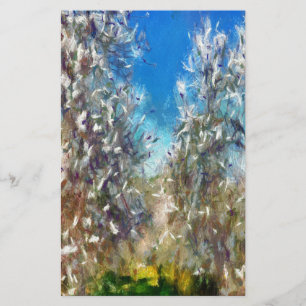 Spring Blossom Almond Tree Pointillism Artwork Briefpapier