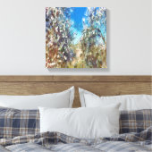 Spring Blossom Almond Tree Pointillism Artwork Canvas Afdruk (Insitu (Slaapkamer))
