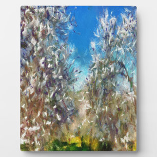 Spring Blossom Almond Tree Pointillism Artwork Fotoplaat