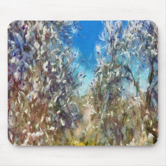 Spring Blossom Almond Tree Pointillism Artwork Muismat (Voorkant)