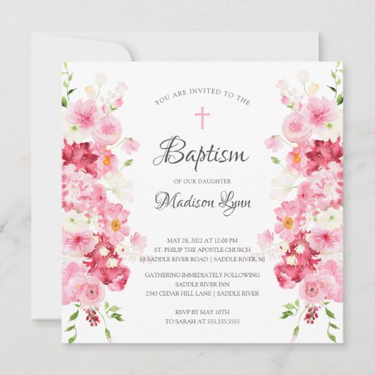 Spring Blossom Baptisme Invitation Kaart (Voorkant)