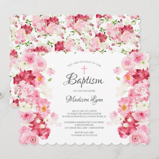 Spring Blossom Baptisme Invitation Kaart (Voorkant / Achterkant)