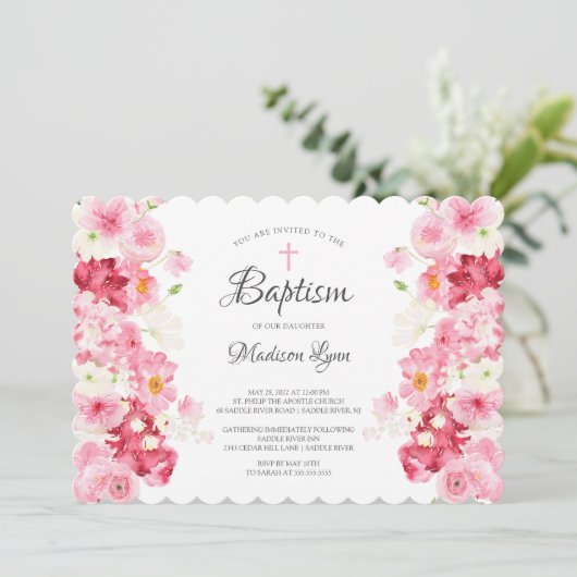 Spring Blossom Baptisme Invitation Kaart (Staand voorkant)