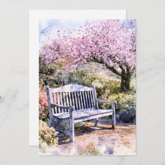 Spring Blossom Bench Waterverf Aankondiging (Voorkant / Achterkant)