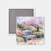 Spring Blossom Bench Waterverf Magneet (Voorkant / Achterkant)