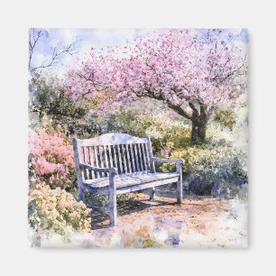 Spring Blossom Bench Waterverf Magneet